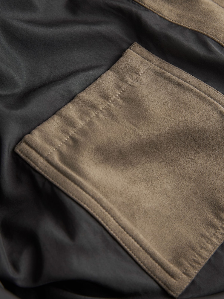 Dark Stone Grey Button Through Faux Suede Shacket - Image 8 of 8