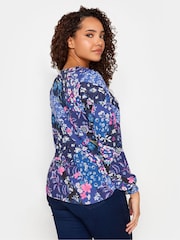 M&Co Blue Shirred Cuff Long Sleeve Top - Image 2 of 4