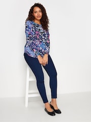 M&Co Blue Shirred Cuff Long Sleeve Top - Image 3 of 4
