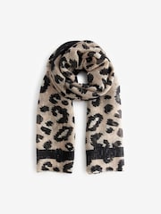 Animal Print Foil Plissé Lightweight Scarf - Image 3 of 5