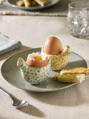 Set of 2 Sage Green Pat and Peggy Chicken Egg Cups - Image 1 of 3