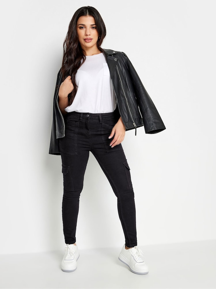 PixieGirl Petite Black Pocket Detail Cargo Skinny Jeans - Image 1 of 4