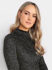 Long Tall Sally Black Charcoal Marl High Neck Ruched Midi Dress - Image 4 of 4