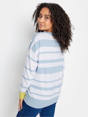 M&Co Blue & Grey Petite Long Sleeve Stripe Jumper - Image 2 of 6