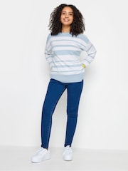 M&Co Blue & Grey Petite Long Sleeve Stripe Jumper - Image 3 of 6