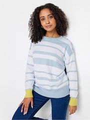 M&Co Blue & Grey Petite Long Sleeve Stripe Jumper - Image 4 of 6