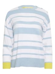 M&Co Blue & Grey Petite Long Sleeve Stripe Jumper - Image 6 of 6