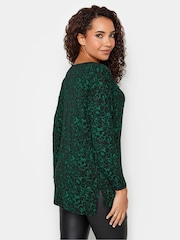 M&Co Green Leopard Print V-Neck Top - Image 3 of 4