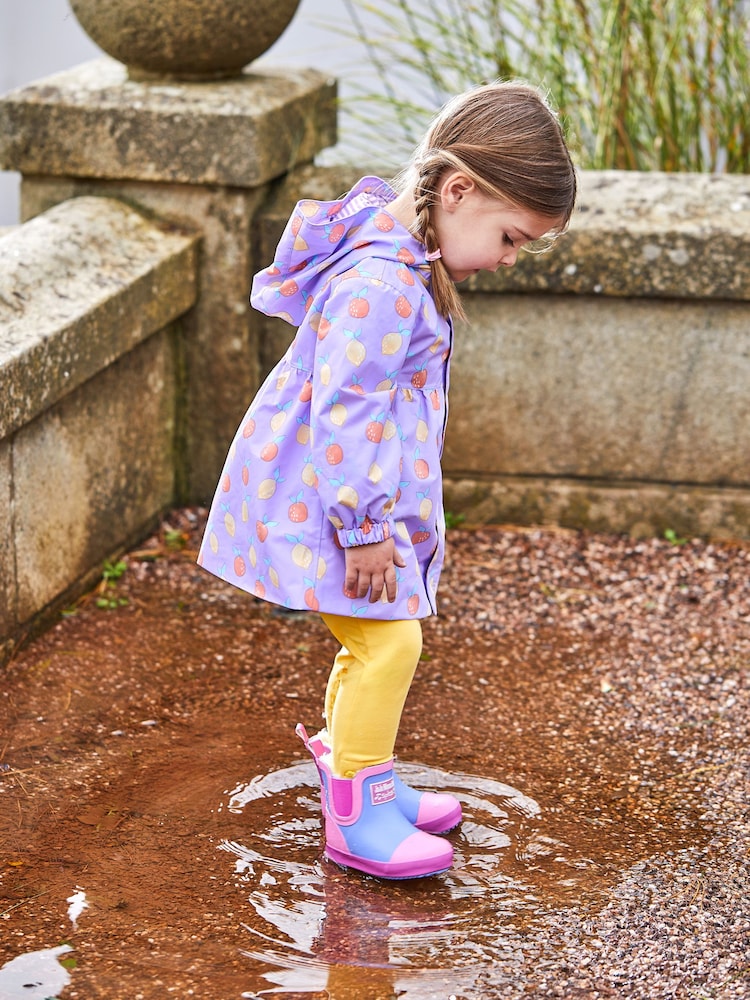 JoJo Maman Bébé Lilac Purple Cosy Lined Colour Block Wellies - Image 1 of 7