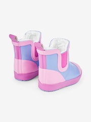 JoJo Maman Bébé Lilac Purple Cosy Lined Colour Block Wellies - Image 4 of 7