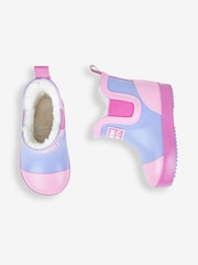 JoJo Maman Bébé Lilac Purple Cosy Lined Colour Block Wellies - Image 5 of 7