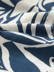 Navy/White Printed Floral Short Sleeve Oxford Shirt - Image 9 of 9