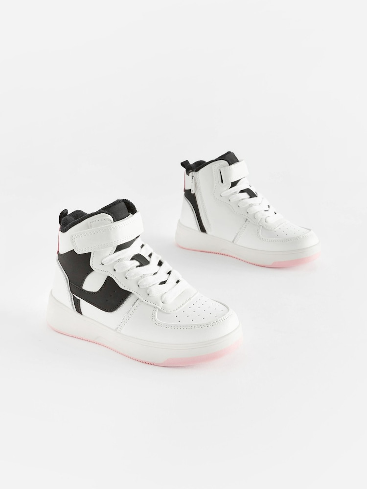 Pink Mono Retro High Top Trainers - Image 1 of 7