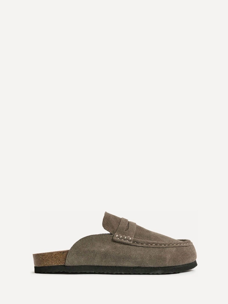 Linzi Brown Suede Poet Suede Leather Mule Loafers - Image 1 of 5