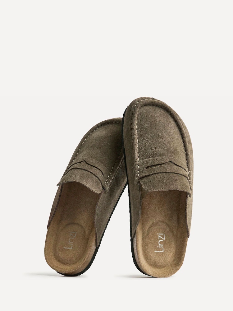 Linzi Brown Suede Poet Suede Leather Mule Loafers - Image 2 of 5
