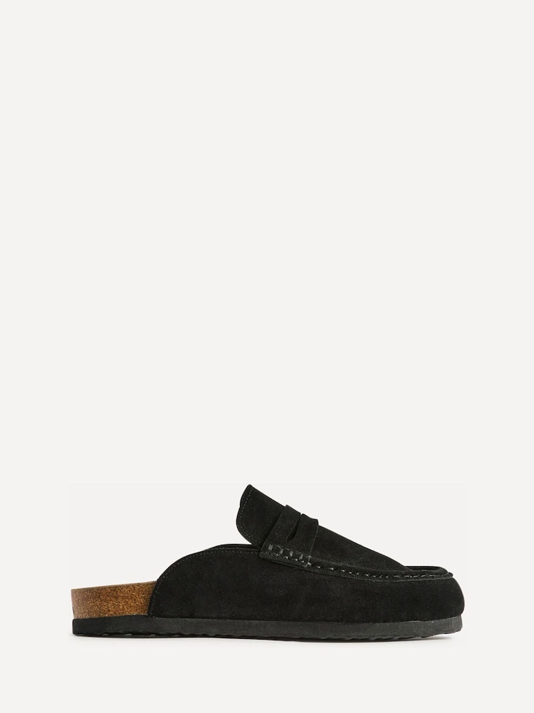 Linzi Black Poet Suede Leather Mule Loafers - Image 2 of 5