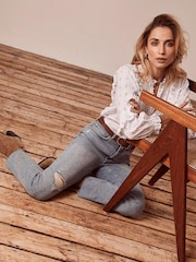 Mint Velvet Pintuck Jacquard White Blouse - Image 2 of 6