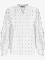 Mint Velvet Pintuck Jacquard White Blouse - Image 5 of 6
