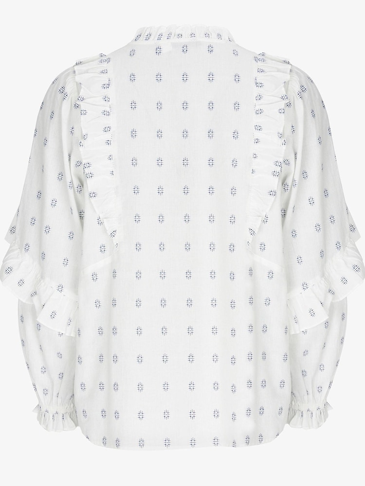 Mint Velvet Pintuck Jacquard White Blouse - Image 6 of 6