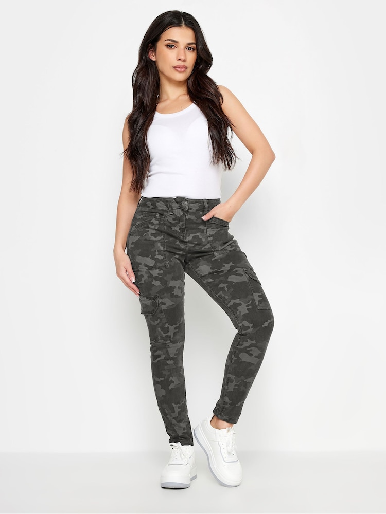 PixieGirl Petite Grey Pocket Detail Cargo Skinny Jeans - Image 1 of 4