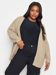 Yours Curve Natural Waffle Knit Cardigan - Image 1 of 4