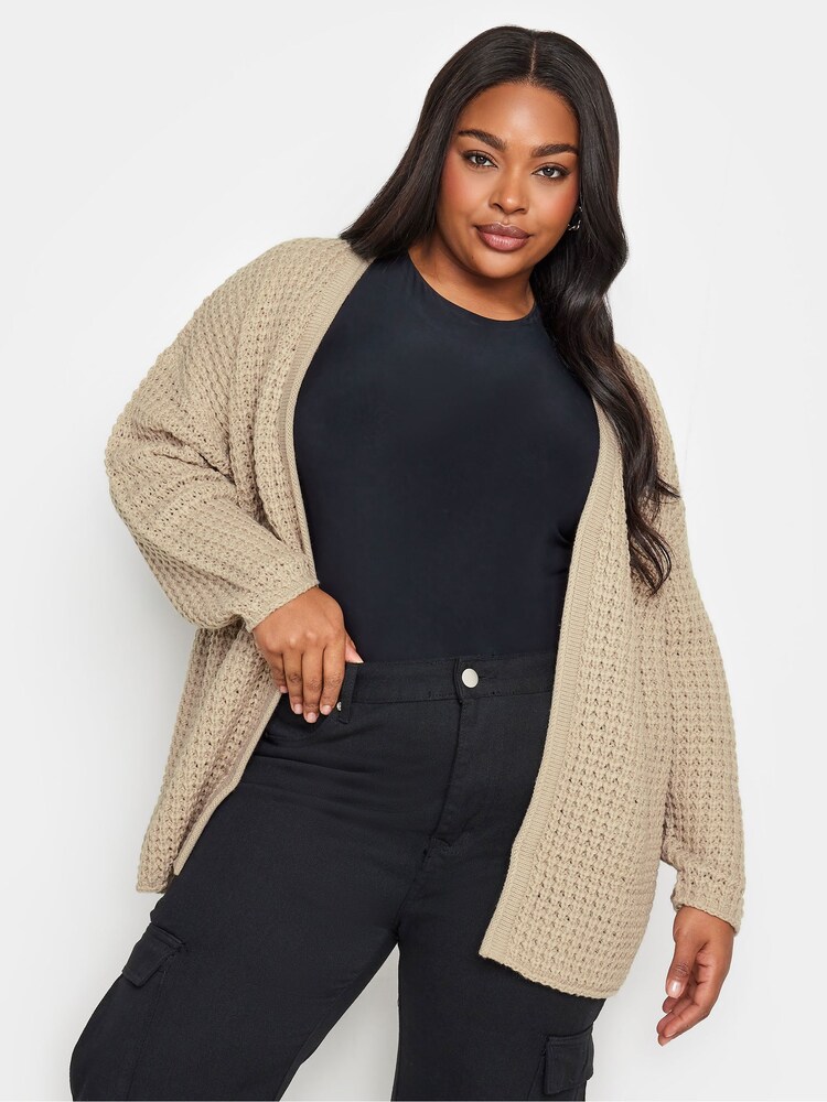 Yours Curve Natural Waffle Knit Cardigan - Image 1 of 4