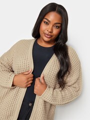 Yours Curve Natural Waffle Knit Cardigan - Image 4 of 4