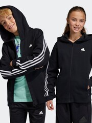 adidas Black Sportswear Junior Future Icons 3-Stripes Full-Zip Hooded Track Top - Image 1 of 7