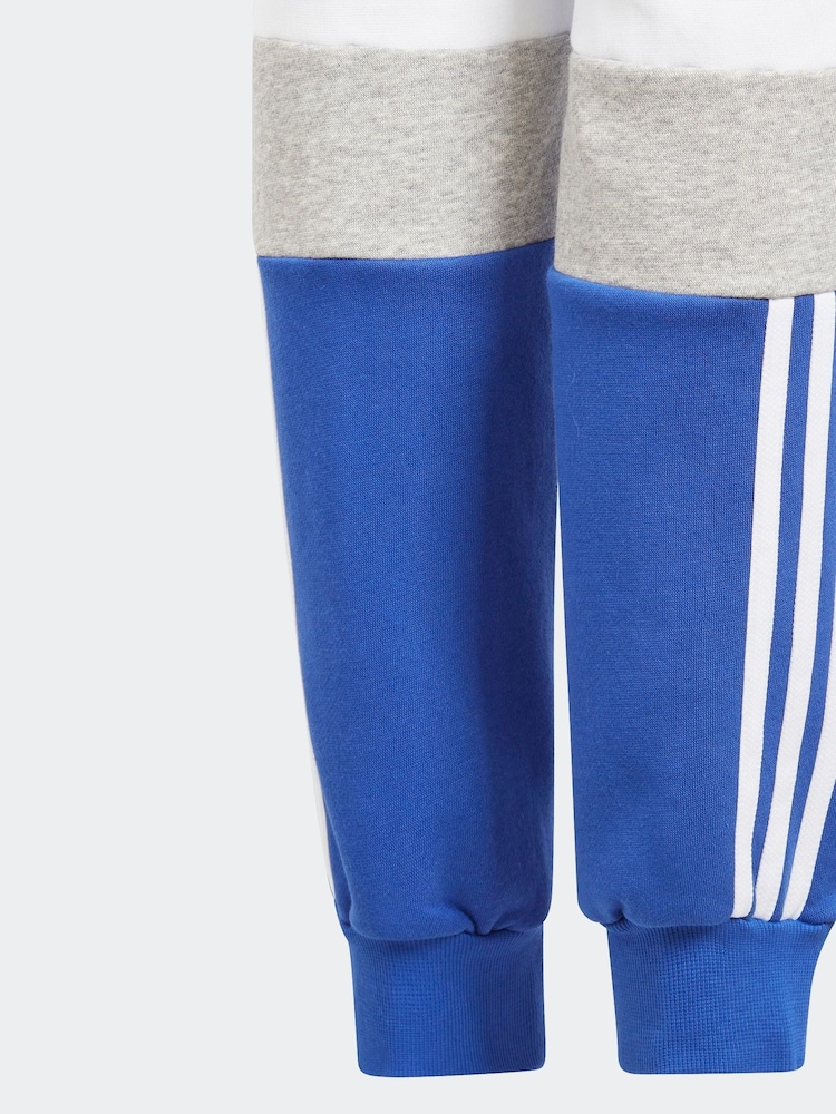 adidas Blue Kids Sportswear Tiberio 3 Stripes Colourblock Fleece Joggers - Image 12 of 12