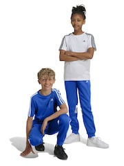 adidas Blue Kids Sportswear Tiberio 3 Stripes Colourblock Fleece Joggers - Image 2 of 12