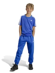 adidas Blue Kids Sportswear Tiberio 3 Stripes Colourblock Fleece Joggers - Image 3 of 12