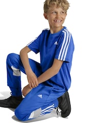adidas Blue Kids Sportswear Tiberio 3 Stripes Colourblock Fleece Joggers - Image 5 of 12