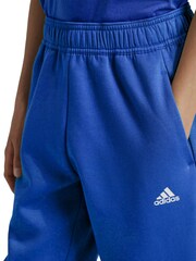 adidas Blue Kids Sportswear Tiberio 3 Stripes Colourblock Fleece Joggers - Image 6 of 12
