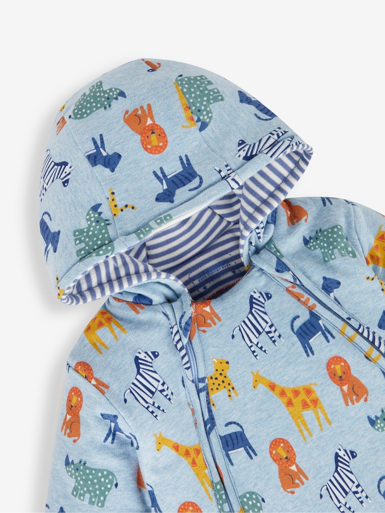 JoJo Maman Bébé Blue Safari Print Pramsuit - Image 3 of 3