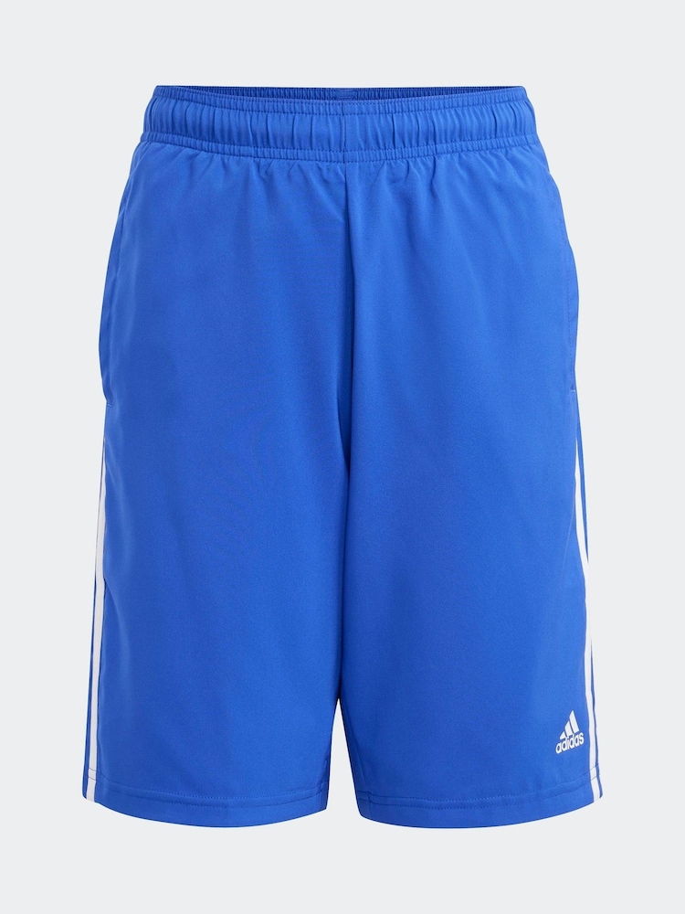 adidas Blue Essentials 3-Stripes Woven Shorts - Image 1 of 5 adidas Blue Essentials 3-Stripes Woven Shorts - Image 1 of 5