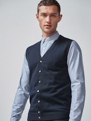 Navy Blue Regular Sleeveless Cardigan - Image 1 of 5