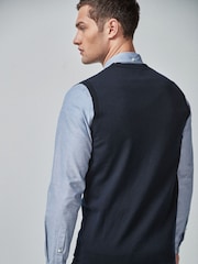 Navy Blue Regular Sleeveless Cardigan - Image 2 of 5