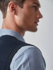 Navy Blue Regular Sleeveless Cardigan - Image 4 of 5