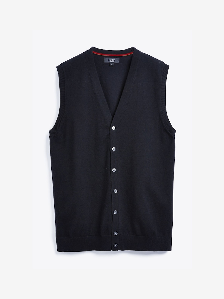 Navy Blue Regular Sleeveless Cardigan - Image 5 of 5