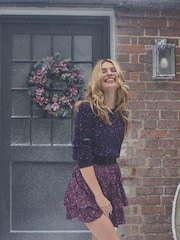 FatFace Pink Ali Ikat Geo Flippy Skirt - Image 1 of 4