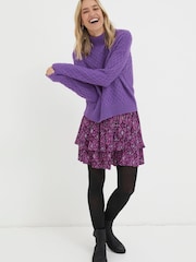 FatFace Pink Ali Ikat Geo Flippy Skirt - Image 2 of 4