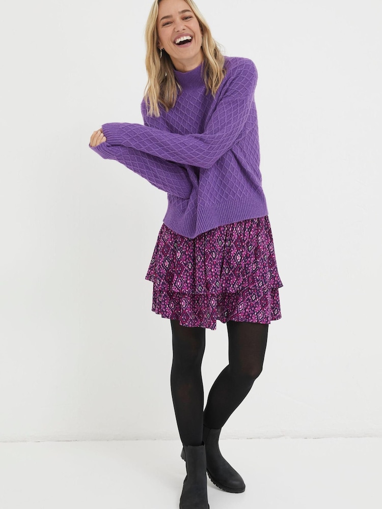 FatFace Pink Ali Ikat Geo Flippy Skirt - Image 2 of 4