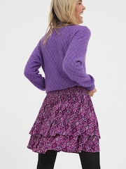 FatFace Pink Ali Ikat Geo Flippy Skirt - Image 3 of 4