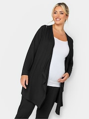 Yours Curve Black Maternity Waterfall Cardigan - Image 1 of 4