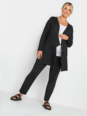 Yours Curve Black Maternity Waterfall Cardigan - Image 3 of 4