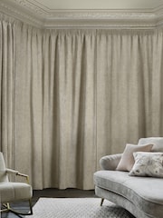 Natural Heavyweight Chenille Pencil Pleat Lined Curtains - Image 3 of 7