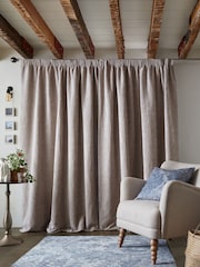 Natural Heavyweight Chenille Pencil Pleat Lined Curtains - Image 5 of 7