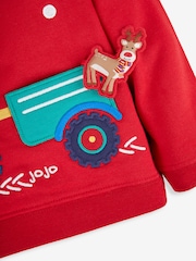 JoJo Maman Bébé Red Santa In A Tractor Appliqué Sweatshirt - Image 5 of 5
