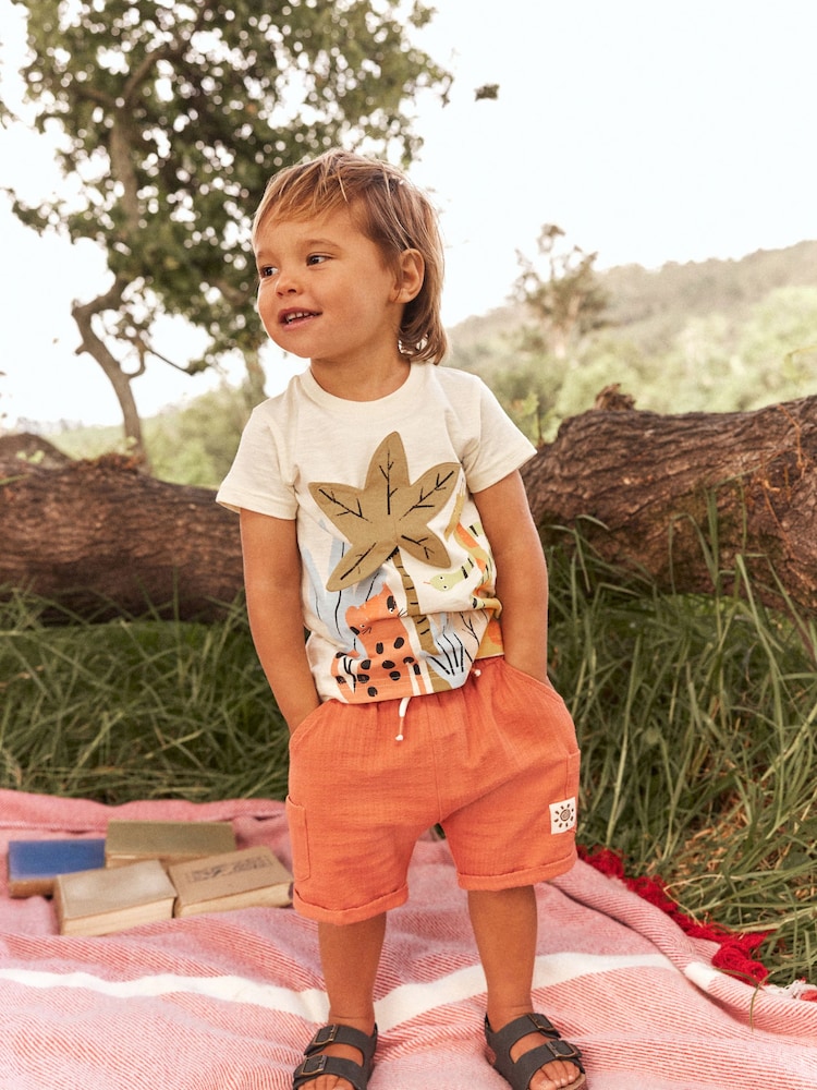 Cream Jungle Appliqué T-Shirt And Shorts Set (3mths-7yrs) - Image 1 of 6