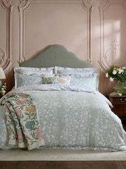 Historic Royal Palaces Sage Green Tudor Trail 250 Thread Count Duvet Cover and Pillowcase Set - Image 1 of 4